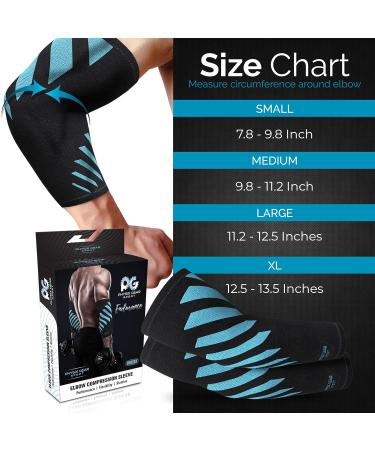 Premium Elbow Support Sleeve for Men & Women - Joint Pain Relief for Golfers & Tennis Elbow - Breathable Compression Brace (Blue/Black, M) 9.8-11.2 - Buy Online on GoSupps.com