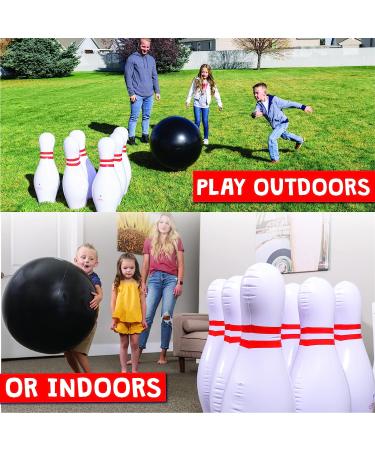 Island Genius Giant Inflatable Bowling Game Set for Kids - Indoor/Outdoor Jumbo Ball and Pins, Perfect for Birthday Parties and Lawn Games - Buy Online on GoSupps.com