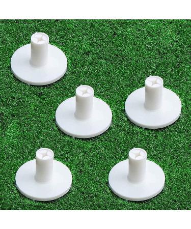 FINGER TEN Golf Rubber Tee Driving Range Value 5 Pack for Indoor Outdoor Practice Mat, Tee Adaptor Size 1.5 2.0White Black Tee Holder Set for Hitting Mats White 5 Pack All 1.5''