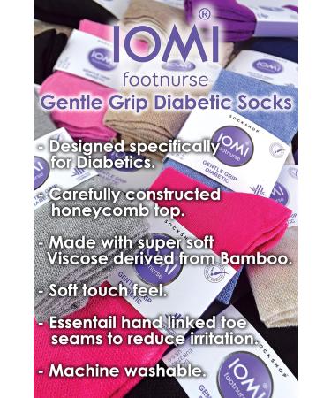 IOMI 6 Pair Women's Bamboo Diabetic Socks - Extra Wide & Non-Binding - Size 5-9 (Black) - Buy Online on GoSupps.com