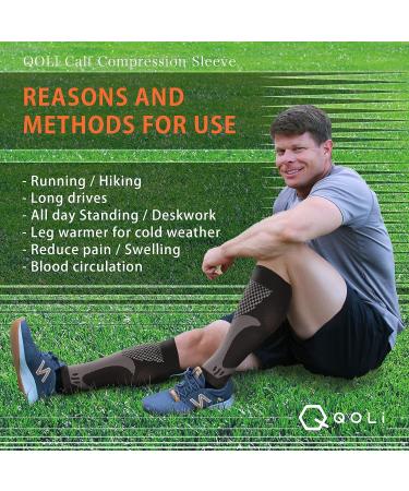 Calf Compression Sleeves for Men & Women - Leg & Shin Support for Pain Relief & Recovery - Ideal for Leg Cramps, Varicose Veins, Football, Running, Basketball, Travel, Work - Buy Online on GoSupps.com