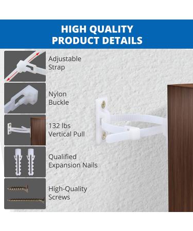 10 Pack Furniture Wall Anchor Straps for Baby Proofing | Heavy Duty Anti Tip Kit - Nylon 6T Material with Brackets - Buy Online on GoSupps.com
