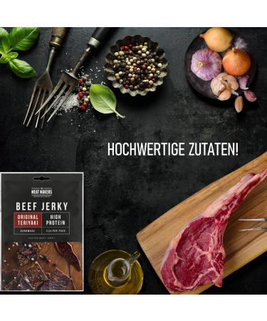 Buy The Meat Makers Original Teriyaki Beef Jerky Snack 300g (12x25g) - Premium Dried Beef Jerky for Humans - International Shipping Available - Buy Online on GoSupps.com