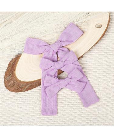 DEEKA Light Purple Cotton Linen Hair Bows 2 Sizes 5"&3.5" Soft Hair Bow set for Toddler Girls Long Ponytail Knot Bows Alligator Clip Hair Accessories for Little School Girls (Light Purple) - Buy Online on GoSupps.com