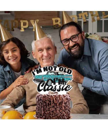 Xiliconie I'm Not Old I'm Classic Cake Topper Vintage Car Birthday Cupcake Single Sided Toppers 40th 50th 60th 70th Birthday Party Decorations Supplies Glitter Black for Men(Blue Car) - Buy Online on GoSupps.com