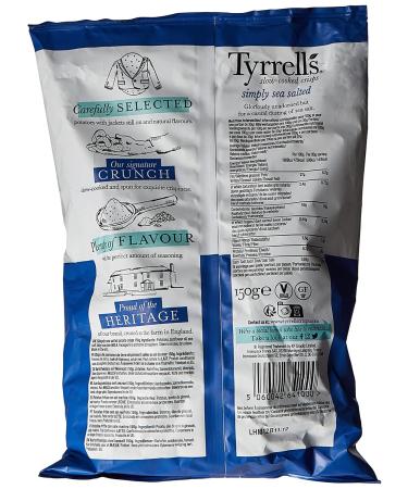 Tyrrells Lightly Sea Salted Crisps 150g (Pack of 4) - Premium Slow-Cooked Crisps for International Shipping - Buy Online on GoSupps.com