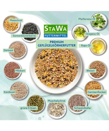 STAWA Premium Non-GMO Chicken Feed | Poultry Grain Feed with Oregano & Peppermint Oil | 5 kg Pack - International Shipping Available - Buy Online on GoSupps.com
