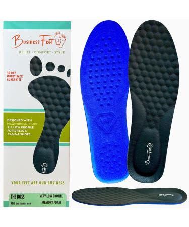 The Boss! Leather Insoles for Men & Women + Memory Foam Insoles for Women & Mens Arch Support Inserts Designed for Minimal Crowding in Dress Shoes & Casual Shoes. Cushioning Orthotic Shoe Inserts M/S M/S (M 6.5-8.5 W 6-9.5 )