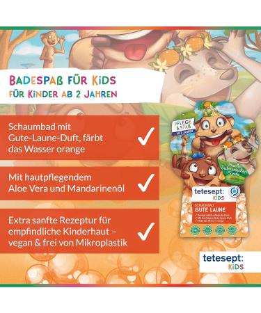 Tetesept Kids Faumbad Good Mood - Fruity Bath Foam for Children | Nourishing & Fluffy Orange Water | 15 x 40ml - Buy Online on GoSupps.com