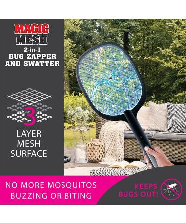 Magic Mesh 2-in-1 Bug Zapper & Swatter | Rechargeable Electric Swatter & Night Lamp | Kills Mosquitos, Flies, & Insects Indoor/Outdoor - Buy Online on GoSupps.com