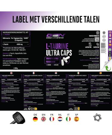 VitamineVersand 24 LTaurine Ultra Caps 365 capsules Extra high dosage with 1500 mg per capsule Taurine amino acid with 99 purity Without unwanted additives - Buy Online on GoSupps.com