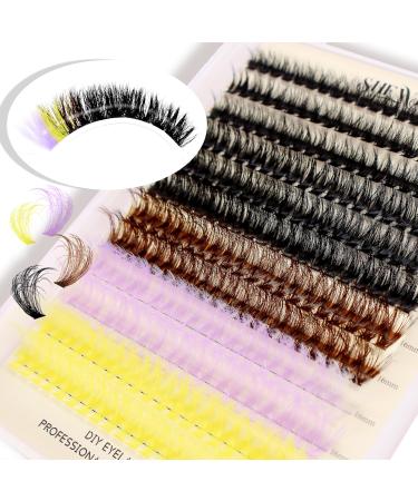 Colored Lash Clusters Wispy Eyelashes: Fluffy Lash Clusters 80D 10-16mm D Curl for Lash Extension Beginners - 240pcs (Colorful)