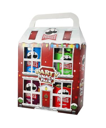 Pringles Christmas Party Snack Pack - 4 x40g Unique Flavour Tubs for Stocking Fillers Secret Santa Gifts for any Pringles Lovers with Topline Thank You Card.