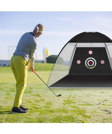 T up Golf Net with Hitting Mat - 10x7ft Practice Driving Net for Golfers - Indoor/Outdoor Use - Perfect Gift for Golf Swing Training - Black 1 Pack - Buy Online on GoSupps.com