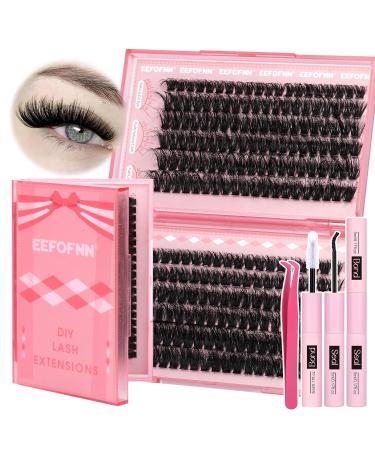 Buy Eefofnn Fluffy Lash Extension Kit - 240pcs DIY Individual Eyelashes 80D+100D Cluster Lashes Bond & Seal Glue Tweezers - 10-20MM D Curl Volume - Buy Online on GoSupps.com