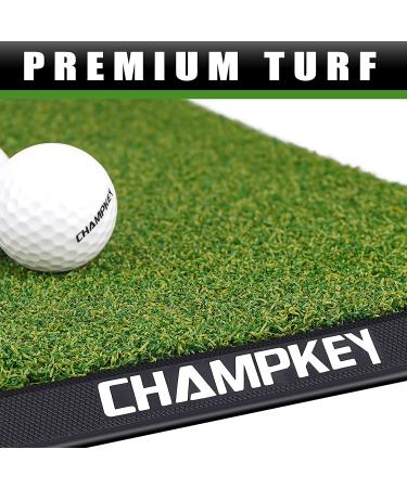 CHAMPKEY Premium Synthetic Turf Golf Hitting Mat M(13 x 17) LITE Version | Heavy Duty Rubber Base | Includes 1 Rubber Tee and 9 Plastic Tees - Buy Online on GoSupps.com