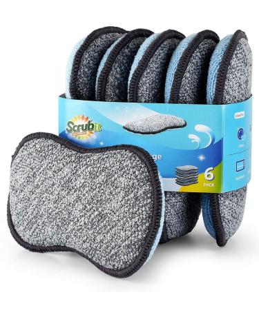 Multi-Purpose Scrub Sponges for Kitchen by Scrub-it - Non-Scratch Microfiber Sponge Along with Heavy Duty Scouring Power - Effortless Cleaning of Dishes, Pots and Pans All at Once (6 Pack , Small) Gray & Blue Small (Pack of 6) - Buy Online on GoSupps.com