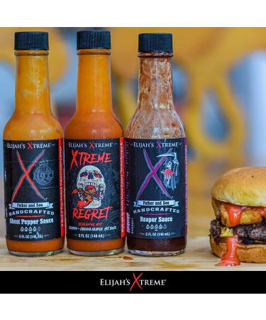 Elijah's Xtreme Award Winning Hot Sauce Variety Pack - Ghost Pepper, Scorpion Pepper, Carolina Reaper Hot Sauces (3 Bottles) - Buy Online on GoSupps.com