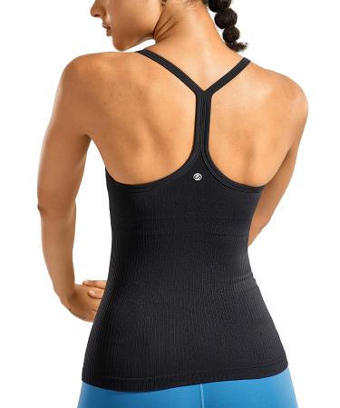 CRZ YOGA Women's Sports Tank Top Racerback Sleeveless Shirt Summer Lightweight Yoga Tops Elastic Fitness Tops 38-40 Black