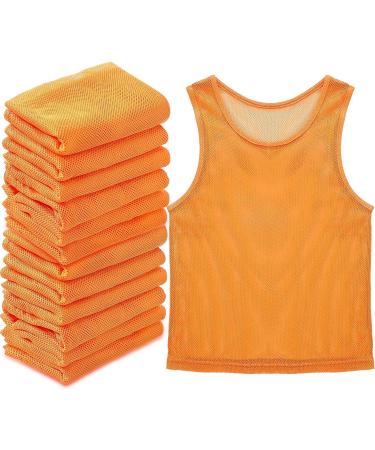 12 Pcs Youth Nylon Mesh Scrimmage Team Practice Vests Pinnies in Orange - Ideal for Basketball, Soccer, and Football - Buy Online on GoSupps.com
