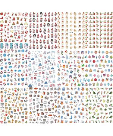 KALEFUL Christmas Nail Stickers 12 Sheets Self-Adhesive Nail Decal Santa Claus Gnome Snowflake Snowman Elk Winter Nail Art Decoration Design Supplies - Buy Online on GoSupps.com