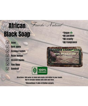Buy 8 oz Organic Raw African Black Soap - Natural Exfoliant for Improved Skin Texture | International Shipping - Buy Online on GoSupps.com