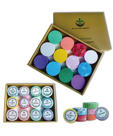 Aromatherapy Shower Steamers Gift Set. 12 Essential Oils Shower Bombs Individually Wrapped. Organic Spa Shower Tablets Gift Box Best Holiday Gift Idea for Men