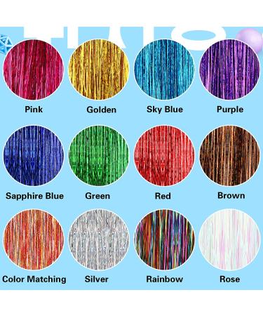 FEBSNOW 47 Tinsel Hair Extension Kit - 2400 Strands, 12 Mixed Colors - Glitter Hair Accessories for Women, Girls - Perfect for Christmas, New Year, Halloween, Cosplay Parties - Buy Online on GoSupps.com