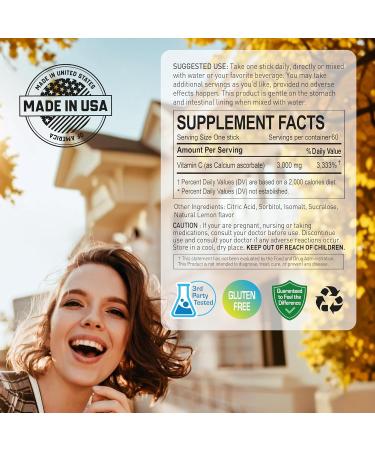 NANOWELL Pure Buffered Vitamin C 3000 mg per Serving Dietary Supplement for Immune Support - 60 Sticks x 3 Boxes 6 Months Supply (180 Count) - Buy Online on GoSupps.com