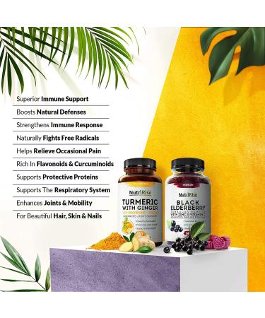 NutriRise Turmeric Curcumin & Ginger Supplement | 90 Capsules for Anti-Inflammatory & Joint Health - Buy Online on GoSupps.com