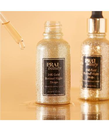 PRAI Beauty 24K Gold Retinol Night Drops - Anti-Aging Hydrating Face Serum - Anti-Wrinkle Retinol Face Serum, 1.7 Fl Oz - Buy Online on GoSupps.com