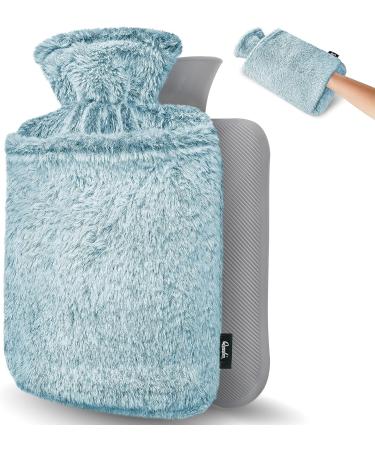 Qomfor Premium Hot Water Bottle with Fluffy Faux Fur Cover - 1.8L Large - Green | Pain Relief for Neck, Shoulders, Hands, and Feet - Buy Online on GoSupps.com