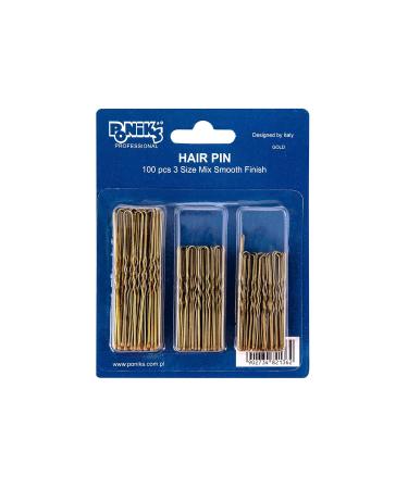 Poniks Metal Hairpins - Gold Hair Clips & Bobby Pins (100 Pieces 3 Sizes) | Perfect U-Shape Hair Accessories for Any Hairstyle - Buy Online on GoSupps.com