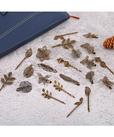 22-Piece Vintage Hair Clips Barrettes Set - Bronze Leaf, Flower, Butterfly, Heart Bobby Pin for Girls and Women - Buy Online on GoSupps.com