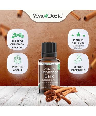 Viva Doria Organic Ceylon Cinnamon Bark Oil - 100% Pure Food Grade Essential Oil 15 mL | Natural & Undiluted Aromatherapy - Buy Online on GoSupps.com