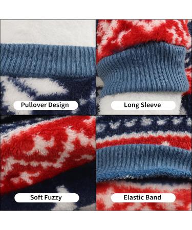 Yaodhaod Dog Sweater for Small Dogs - Fleece Ethnic Style Winter Clothing Ultra Soft Thermal Warm Puppy Sweatshirt - Size S Blue - Buy Online on GoSupps.com