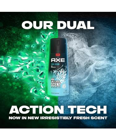 AXE Dual Action Body Spray Deodorant for Men - Cool Ocean Scent, Long Lasting Odor Protection, Aluminum-Free - 4 oz, Pack of 4 - Buy Online on GoSupps.com