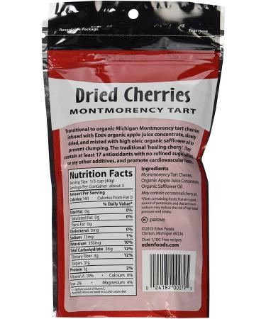 Eden Foods Dried Montmorency Tart Cherries - 4 oz (113 g) | Premium Natural Snack - Buy Online on GoSupps.com