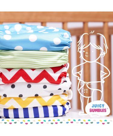 Eco-Friendly Reusable Cloth Nappies Set - 6 Washable Diapers, Bamboo Inserts, Biodegradable Liner, Wet Bag - Chemical-Free Baby Care - Buy Online on GoSupps.com