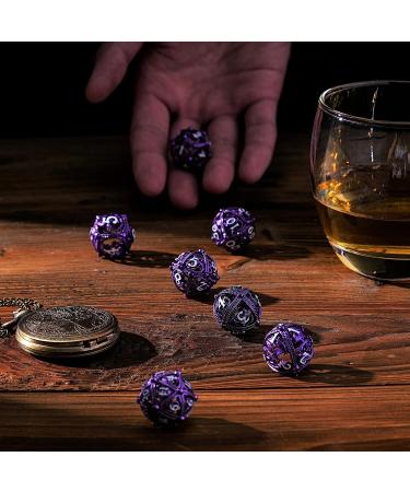 Metal DND Dice Set - Unique Round Hollow Orb Design - Purple Dragon Metal Dice for RPG - Stunning Dungeons and Dragons Set - Buy Online on GoSupps.com