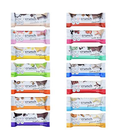 Power Crunch Original Protein Bars, Variety Pack All 14 Delicious Flavors, High Protein Energy Snack 1.4-Ounce Bars (Pack of 14),