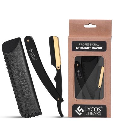 LYCOS Shears Classic Matte Cut Throat Razor Kit for Men - Gold Plated - Stainless Steel Professional Barber Straight Razor - Salon Quality Hair Shaver - Foldable Hair Beard Razor