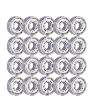 Rollerex 20-Pack, 608ZZ ABEC-1 Wheel Bearings (for Any Products Using Roller Skate Wheels) (Carbon Steel) - for Inline, Roller Blade, Rollerskate, Skateboard, RipStik & More