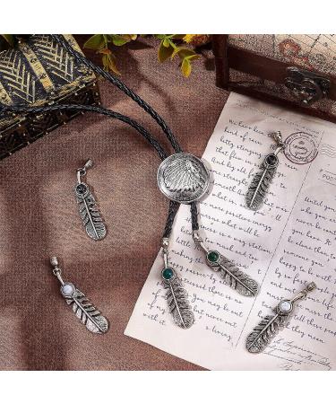 CHGCRAFT 6 PCS Feather Charms Pendants - DIY Metal Bolo Tie Tips for Bracelet Necklace Making - 57mm Antique Silver - Buy Online on GoSupps.com