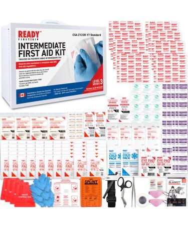 Ready First Aid - CSA Type 3 Intermdiate First Aid Kit - Suitable For Workplace With A Moderate Or High Risk Work Environment Including Metal Cabinet (Medium For 26-50 Workers) Metal Cabinet Medium