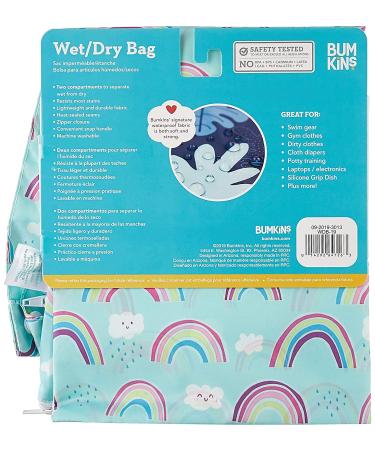 Bumkins Waterproof Wet Bag/Dry Bag  Washable  Reusable for Travel  Beach  Pool  Stroller  Diapers  Dirty Gym Clothes  Wet Swimsuits  Toiletries  12 x 16  Rainbows - Buy Online on GoSupps.com