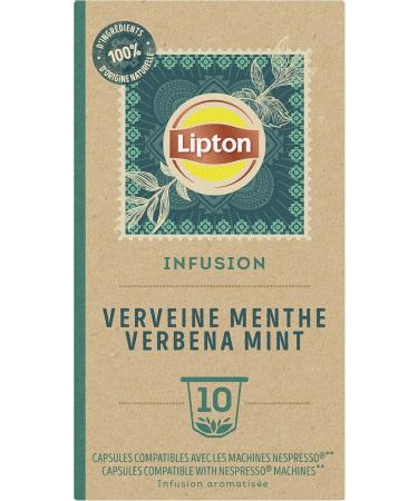  Lipton Lipton Infusion Verbena Mint 40 Nespresso Compatible Capsules Anti-stress Flavourful Mint Fragrance Rainforest Alliance Label (Pack of 4 x 10 Capsules) - Buy Online on GoSupps.com