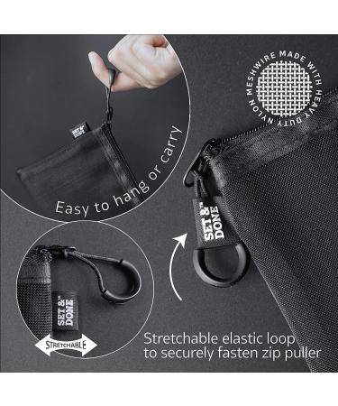 3pcs Gray Mesh Zipper Pouch Set - Ideal for Makeup Brushes, Accessories, Toiletries - Office & Travel Organizer - Buy Online on GoSupps.com