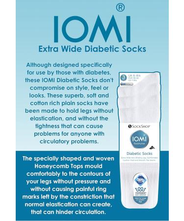 IOMI Extra Wide Diabetic Socks - 3 Pack, 2 Colours, 4 Sizes 10-12 Black - Buy Online on GoSupps.com