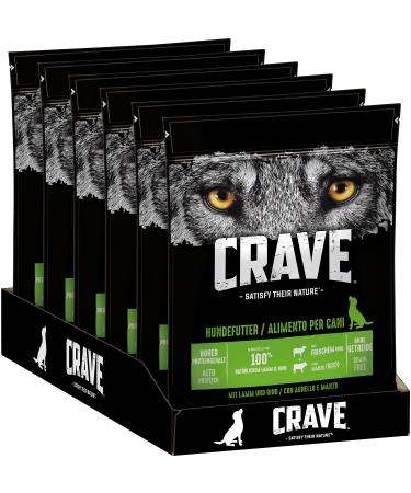 Crave premium dry food with lamb & beef for dogs - grain -free adult dog food with high protein content - 6 x 1 kg lamb and beef 1 kg (6 Pack)